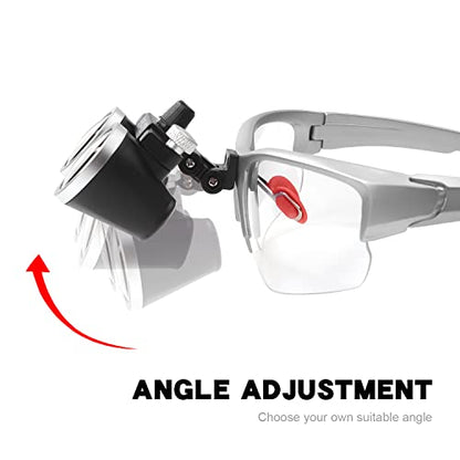 3.5x420MM Angle Adjustable Binocular Loupes Magnifier Glasses Loupes with Cloth Case (Silver) - color: Silver