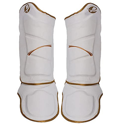 Ultimate - Elite Shin Instep White Gold - Boxing MMA Muay Thai Training Protection - size: Small-Medium