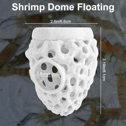 Shrimp Dome Hideout Ornament, Plastic Floating Betta Hide & Cave Funny Fish Tank Ornaments Cave for Shrimp Guppy Hiding Resting Aquarium Decoration Accessories