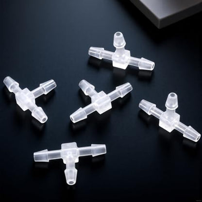 10 Pcs 1/8" Tee Connector 3 Way Equal Splicer Tee Fitting Hose Barb Splicer Plastic Hose Splitter Barb Tees Tube Adapter Fittings for Air Line Aquarium T Connector