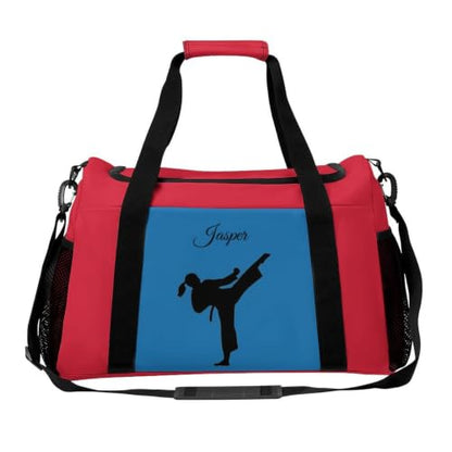 Custom Name Taekwondo Karate Duffle Bag,Personalized Martial Arts Gear Bag for kids Boy Girls,Water-Resistant Sparring Equipment Red - color: Taekwondo Karate-12