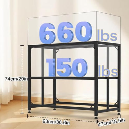 Fish Tank Stand 40 Gallon, Metal Aquarium Stand with Adjustable Shelves, 660 lbs Top Load Capacity, Floor-Protecting Rubber Pads