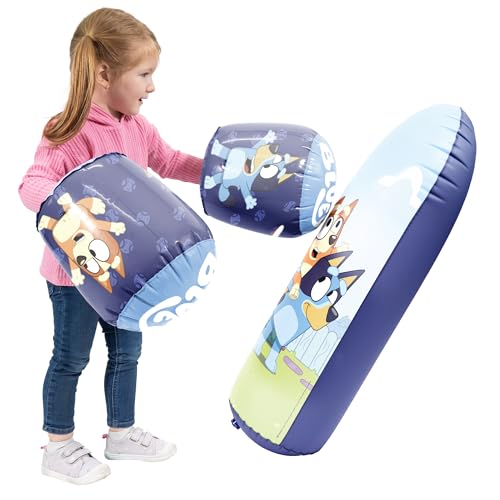 Bluey Bop Bag Combo & Glove Set - Inflatable Punching Bag for Ages 4 and Above, Inflates to 36 Inches