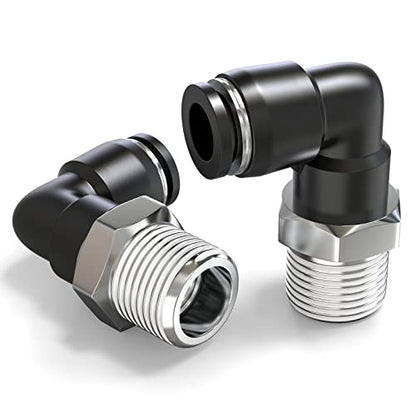 TAILONZ PNEUMATIC Male Elbow 12mm Tube OD x 1/8 Inch NPT Thread 90 Push to Connect Fittings PL12-N1 (Pack of 5) - size: 12mm OD 1/8''MNPT