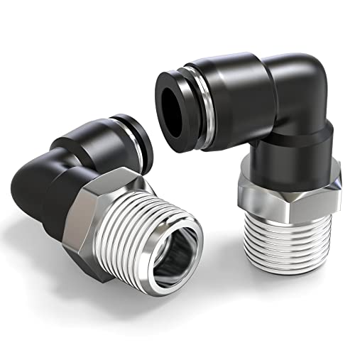 TAILONZ PNEUMATIC Male Elbow 4mm Tube OD x 1/4 Inch NPT Thread 90 Push to Connect Fittings PL4-N2 (Pack of 10) - size: 4mm OD 1/4''MNPT