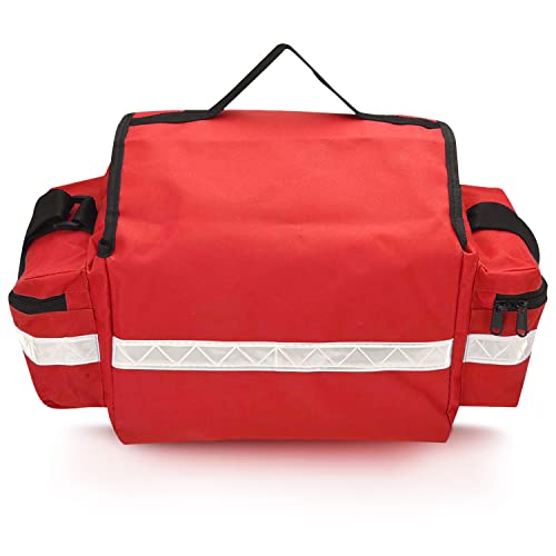 ASA TECHMED Empty First Aid Bag Red 17 x 9 x 7, Professional EMT Bag and Medic Bag Organizer, Versatile Medical Bag for EMS Gear, Med Bag Storage for Workplace, Vehicle or Home Preparedness
