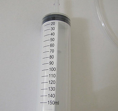Pack of 2, 150ml (Cc) Large Plastic Syringe with 4 Feet Tube, Filter Syringe, Oil Injector