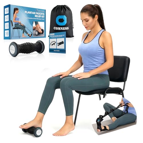 Plantar Fasciitis Relief Kit – Foot Stretcher and Foot Massager Roller, Stretch and Roll Routine for Heel Pain,Arch Pain, Simple At-Home Daily Foot Care - color: Black（2pcs）