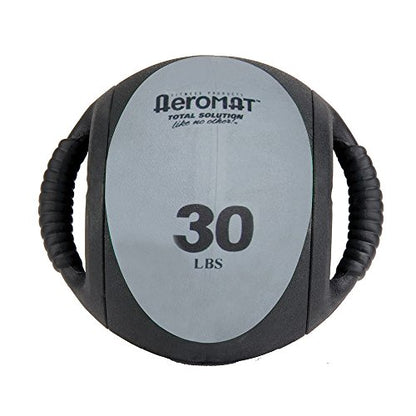 AEROMAT Dual Grip Power Medicine Balls for Abdominal Training and Rotational Movements - 9" Diameter - Weights Color-Coded - style: 30 lbs - Black/Gray