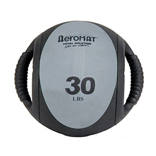 AEROMAT Dual Grip Power Medicine Balls for Abdominal Training and Rotational Movements - 9" Diameter - Weights Color-Coded - style: 30 lbs - Black/Gray