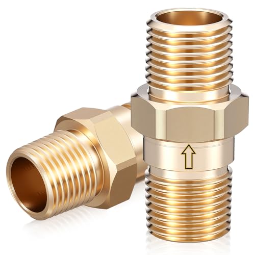 1/2" RV Water Heater Check Valve, 1/2" NPT Male to Male One-Way Backflow Preventer, for RV Camper Motorhome Trailer Fresh Water Heater, Plumbing Backflow Preventer, Brass (2 Pcs)