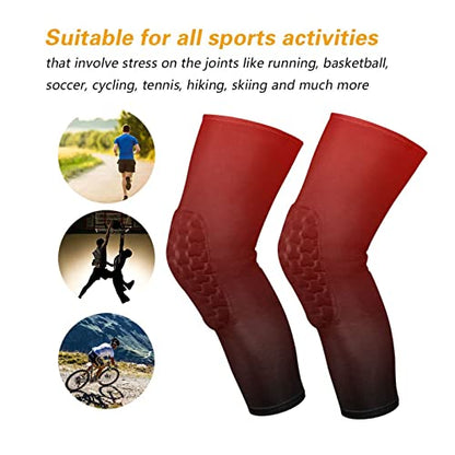 Dark Red Black Gradient Sports Knee Pads Youth Volleyball Basketball Knee Pads Long Leg Sleeves Braces Compression Wrestling Knee Pads for Boys Girls Football Dance Yoga - color: Dark Red Black Gradient