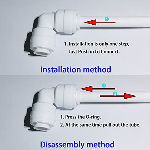 Malida 3/8"O.D to1/4" O.D. Tube Reducing Tee Quick Connect Filtered water fittings, Ro Water Filter Pack of 5