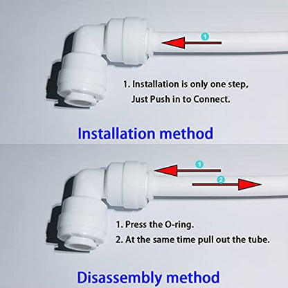 Malida 3/8"O.D to1/4" O.D. Tube Reducing Tee Quick Connect Filtered water fittings, Ro Water Filter Pack of 5