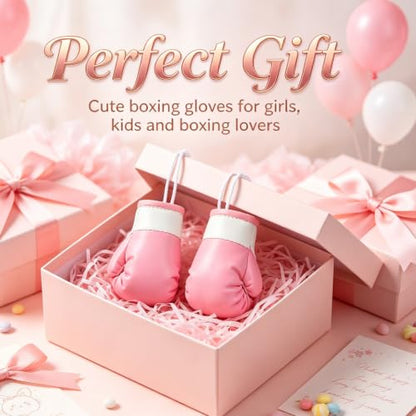 Pink Mini Boxing Gloves 3.9" Car Mirror Hanging Accessories - color: Pink