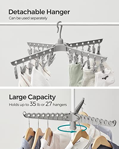 SONGMICS Clothes Drying Rack, 72.8-Inch Drying Rack, 3 Rotatable Arms - color: Gray + White, style: 2-Tier-Clip
