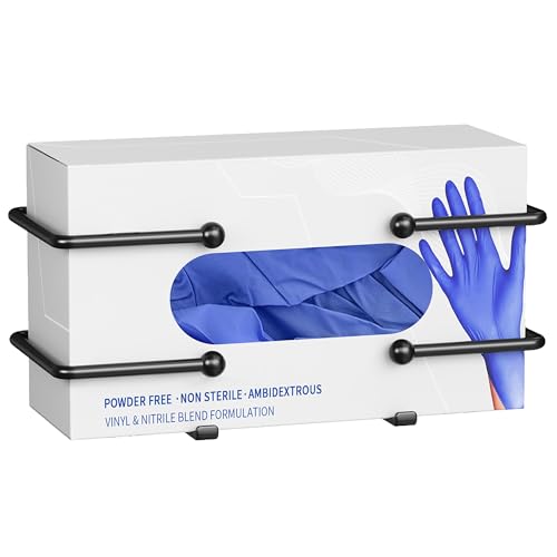 Glove Box Dispenser Wall Mount, Metal Tissue Holder, Black | Wall Mount Glove Holder Organizer for Disposable Glove Box & Tissue Box, For Lab, Kitchen, Bathroom, Garage - color: Black, size: Small