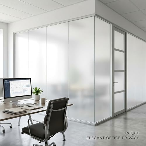White Frosted Privacy Window Film, Static Cling, Heat Control, Anti UV, 35'' x 78.7''