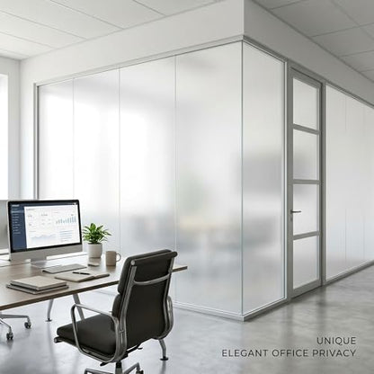 White Frosted Privacy Window Film, Static Cling, Heat Control, Anti UV, 35'' x 78.7''