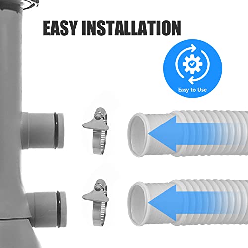 1.5" x 59" Pool Hoses for Above Ground Pools, Replacement Hose with Stainless Steel Clamps and Pipe Holders, Compatible with Intex, Coleman and Bestway Pool Pumps & Filters (4 pack Blue)