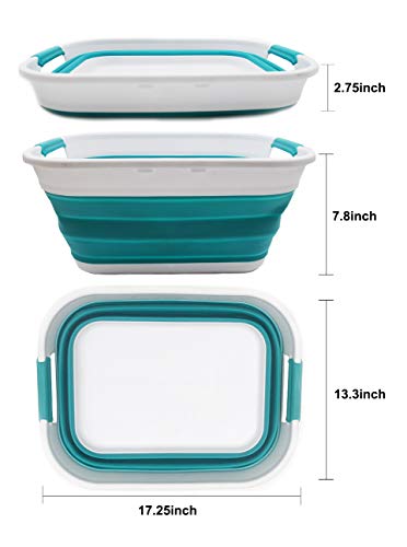 SAMMART 17.5L (4.6 Gallon) Collapsible/Foldable/Pop Up/Portable Washing Tub, Water Capacity 13.5L/3.5 Gallon (1, Bright Blue) - color: Bright Blue