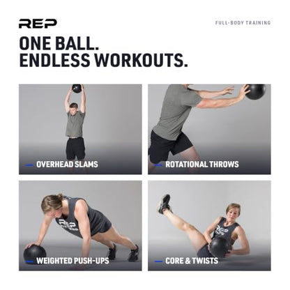 REP Weighted Slam Balls | Exercise and Fitness Balls for Strength Training, Soft Rubber Grip, Non-Bounce Medicine Ball | Cross Fit, Home Gym, Fitness, and Core Workouts