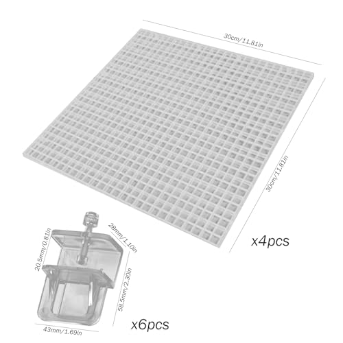 12x12 Fish Tank Lid,4pcs Aquarium Lid Replacement,Aquarium Lid Hood Fish Tank Top Cover Terrarium Lid Plastic Grid Panel Egg Crate Grate Aquarium Glass Cover Board Clip