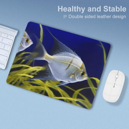 Mousepad Leather Mousemat with Rubber Base Desk Protector Pad for Laptop Aquarium Angelfish Mousemats Computer Desk Mat Non-Slip Desk Pad for Work Office Home 10 X 8 Inches
