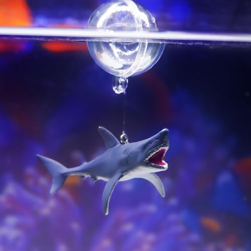 HIERYAN Mini Floating Shark Fish Tank Decorations, Realistic Resin Aquarium Ornaments with Adjustable Height, Cute Underwater Decor for Fish Tank, 2 Pack