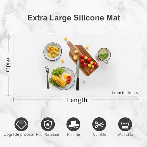 Rectangular Non Slip Silicone Mat - Anti Slip Large Table Coaster Pad - 10"X 22" - Baking, Crafts, Table, Counter or Any Surface - size: 10in x 22in