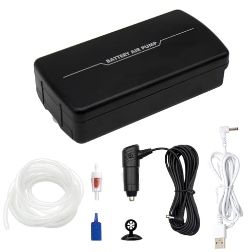 Small Aerator for Fish 6 Gallons/19GPH-35GPH,Aerator for Bait Bucket,Adjustable USB Air Pump,Quiet Voice,with Car Cigarette Lighter, Suitable for Tropical Fish Enthusiasts and Fishing Enthusiasts