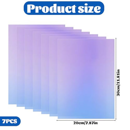 7 Pcs Iridescent Window Film, Self Adhesive Glass Films Holographic Window Film for DIY Christmas Party Home Decoration 11.8 Inch x7.8 Inch