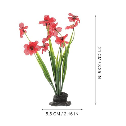Toyvian Artificial Aquarium Plants, 2pcs Small Purple Crimson Fake Water Grass Plastic Decor Fish Tank Ornaments for Desktop Betta Fish Accessories