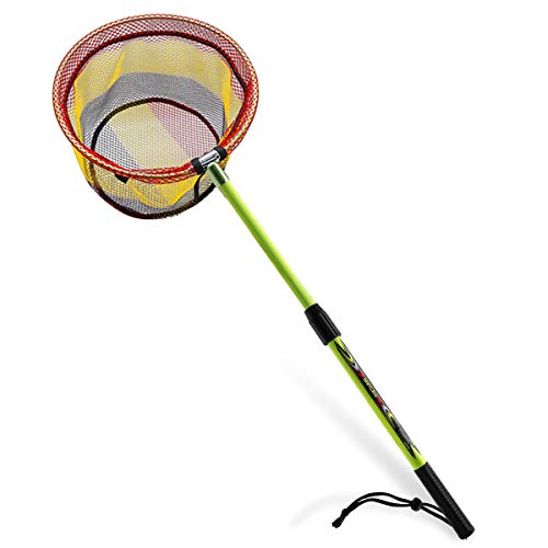 SAN LIKE Fishing Net Fish Landing Net Collapsible Fish Net with Anti-Slip Telescoping Rubber Pole Handle for Kids Adults in Saltwater Freshwater Multi-Size Extending to 37/42/43/51/69/71/89/98inch - color: kids net-Fiberglass pole,length 29.13" to 41.33"