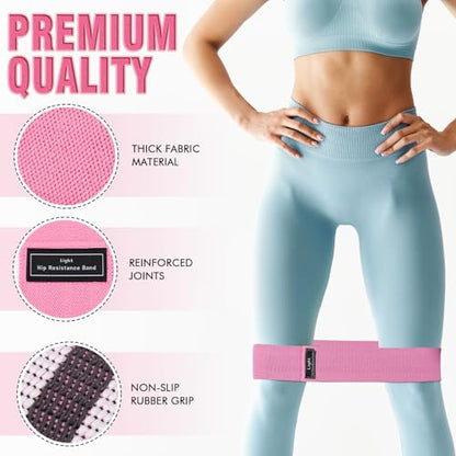 12 Pcs Fabric Resistance Bands for Working Out Non-Slip Booty Exercise Loop Bands for Women Men Glutes Hip Thigh Butt Yoga Pilates Fitness Gym, Light Medium Heavy - color: Pink, style: Light Resistance