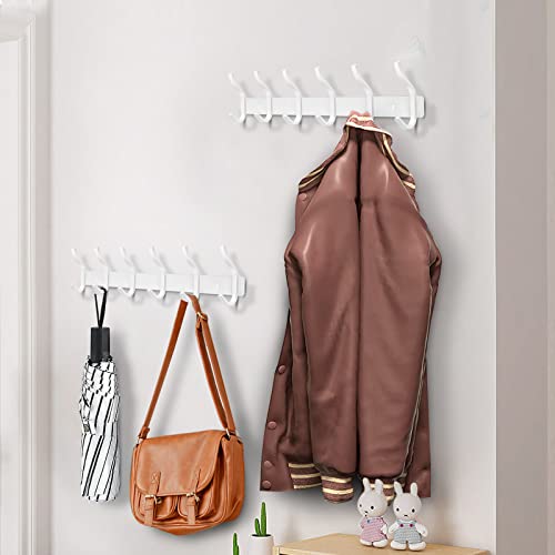 17 Inch Coat Rack Wall Mount with 6 Hooks, White Wall Hook Rack - color: White, size: 6 Hooks