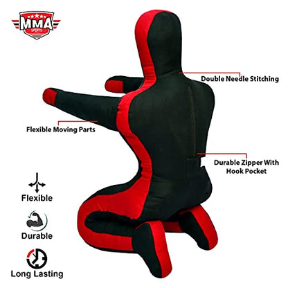 MMA Sports Brazilian JIU Jitsu Grappling Submission Throwing Dummy Punching Heavy Bag Kick Boxing Dummies UNFILLED - color: Black-2, size: 5ft, style: Sitting