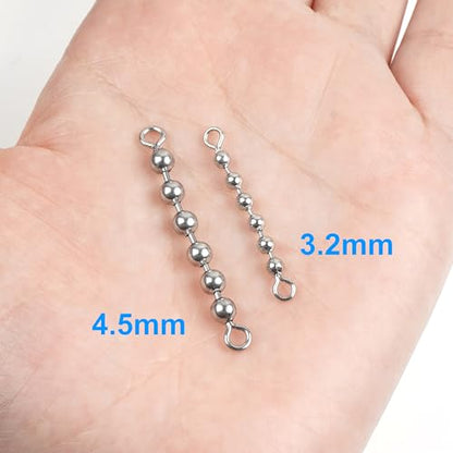 OROOTL Fishing Bead Chain Swivels, 20/40pcs Fishing Swivels Stainless Steel High Speed Trolling Swivels Catfish Swivel Fishing Balls Chain Swivels Fishing Tackle for Freshwater Saltwater - style: 1/8"(3.2mm)-20pcs