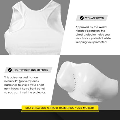 adidas Women Lady Female Karate Chest Guard, Body Protector - WKF Approved - White - size: X-Small