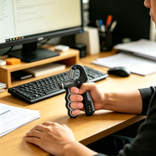 2PCS Adjustable Grip Strength Trainer with Automatic Counter - color: Grey