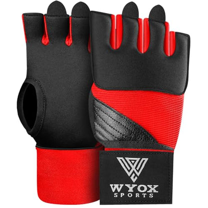 WYOX Gel Boxing Hand Wraps & Curved Focus Mitts Bundle for Men & Women Adults – 80cm Wrist Straps, Padded Knuckle Support, Neoprene Inner Glove Gel Padding, MMA Muay Thai Kickboxing Training Pads