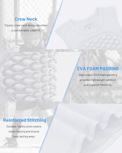 Blueleaf Youth Baseball Chest Protector Padded Compression Sleeveless Shirt Rib Heart Sternum Guard Softball Football - color: White, size: Medium