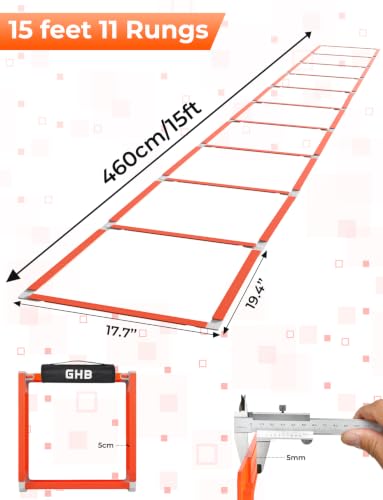 GHB Tangle-Free Agility Ladder Hurdles, 15ft 11 Rungs