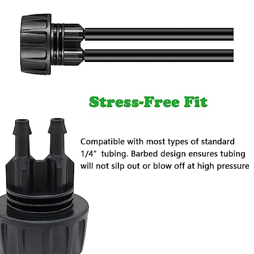 4PCS 1/4 Inch Drip Irrigation Tubing to Faucet Garden Hose Adapters Convert 3/4 Inch to 1/4 Inch 2 Barbs Drip Hose Connectors Fittings for Garden Supplies - size: 1/4 inch-2 Barb