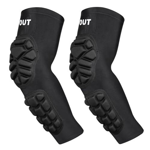 Padded Arm Sleeves Elbow Forearm Crashproof Pads Protection for Football Basketball Volleyball Soccer 2 Pack - size: Large