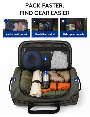 Haimont Heavy Duty Outdoor Gear Duffel Backpack, Green - color: Army Green, size: 90L