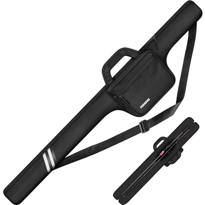 Fishing Rod Case, 52inch Fishing Pole Bag (3.9ft-4.4ft) with Tackle Pockets, Fits Break-Down Spinning Rod Reel Combo, Padded Soft Rod Bag with Strap Handle, Pole Travel Case For Angler
