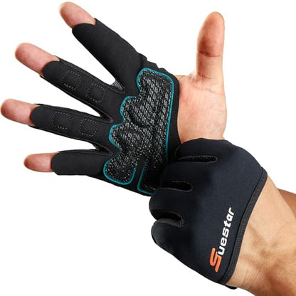 SueStar Partial Weight Lifting Gloves, 3/4 Finger Workout Gloves for Men Women, Full Palm Protection & Silicone Grip Gym for Weightlifting Exercise Fitness Smartwatch Friendly - size: X-Small