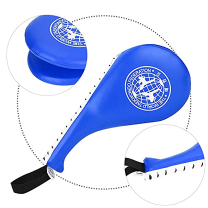 1 Pair Taekwondo Kick Pads, Double Strike Boxing Pads Curved Taekwondo Kick Target Karate Kicking Target Training Equipment Kicking for Youth Adult - color: Blue