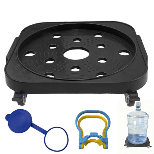 11" 5-Gallon Water Bottle Jug Caddy with 4 Rolling Swivel Casters - Heavy-Duty 5-Gallon Bucket Dolly & Plant Stand,(1, Black) - color: Black